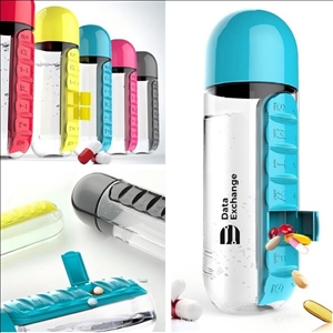 2-in-1 Weekly Pill Box Organizer with Water Bottle